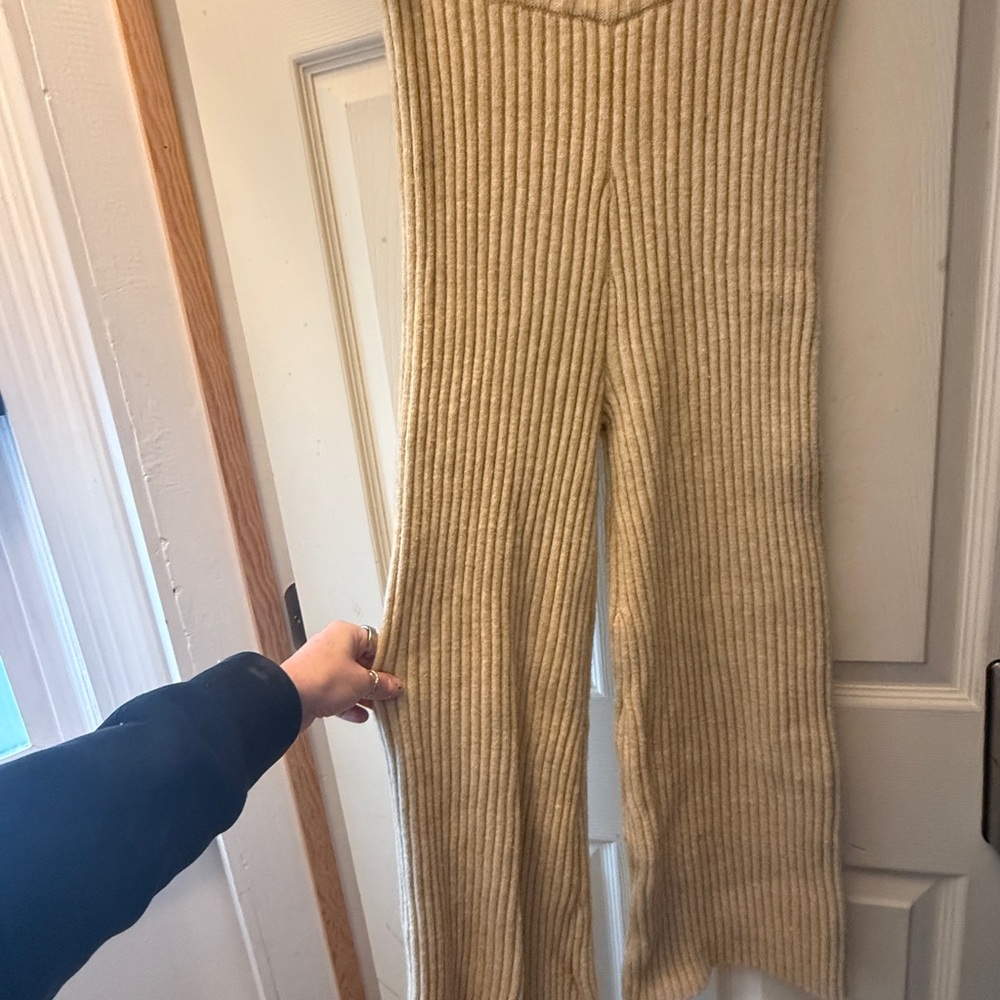 Rhythm Camel Wide Leg Ribbed Pants
